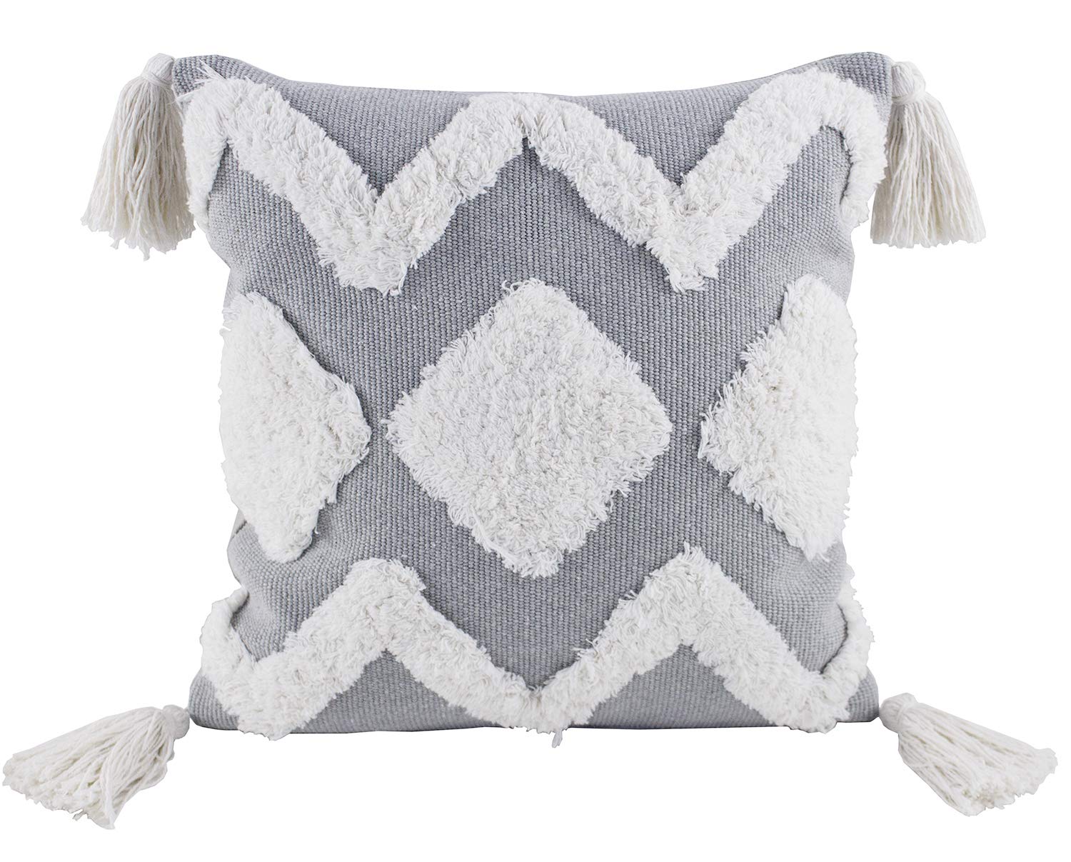 Fennco Styles Woven Applique Indoor Throw Pillow - Square 17 x 17 Inch Decorative Throw Pillow - Cozy Accent Pillow for Couch, Bedroom and Living Room Décor