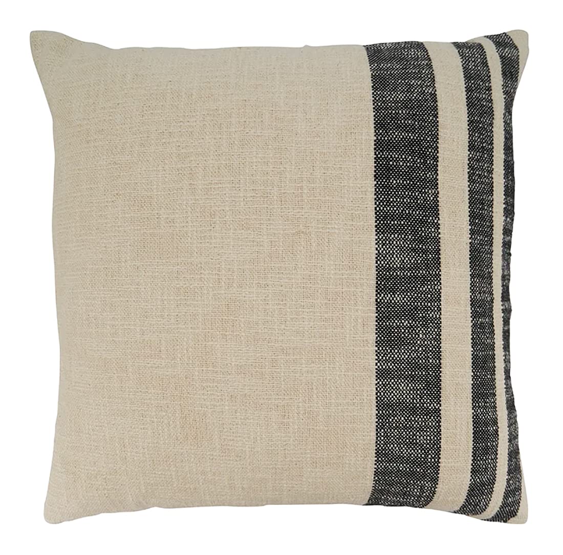 Fennco Styles Woven Striped Decorative Cotton Throw Pillow 20" W x 20" L - Natural Textured Cushion for Home, Couch, Bedroom, Living Room and Office Décor