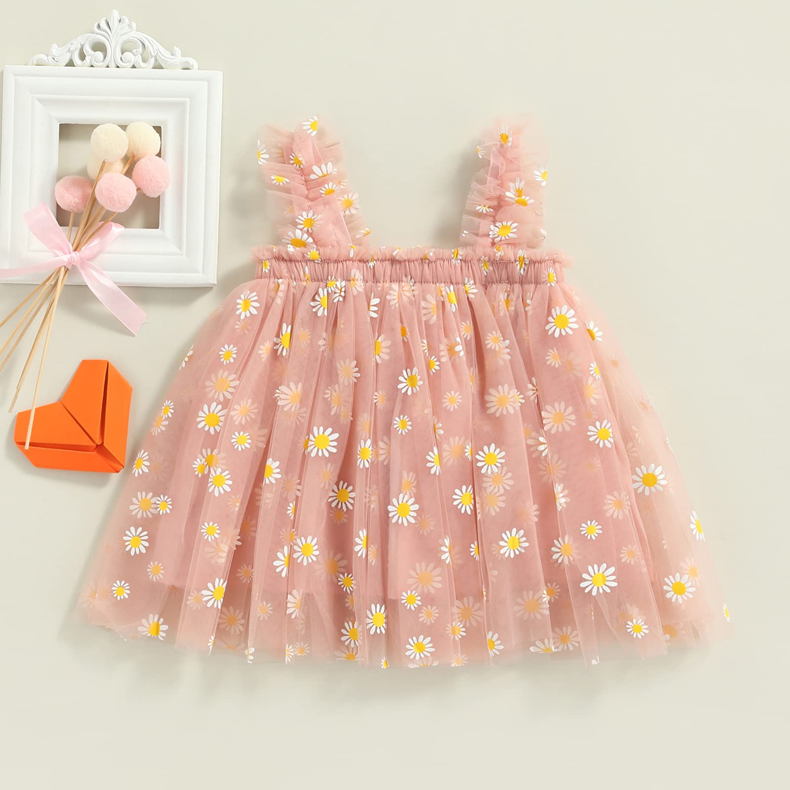 stylesilove Baby Toddler Girls Sleeveless Fruit Daisy Mesh Tulle Flower Girl Dress Birthday Wedding Party Tutu Sundress
