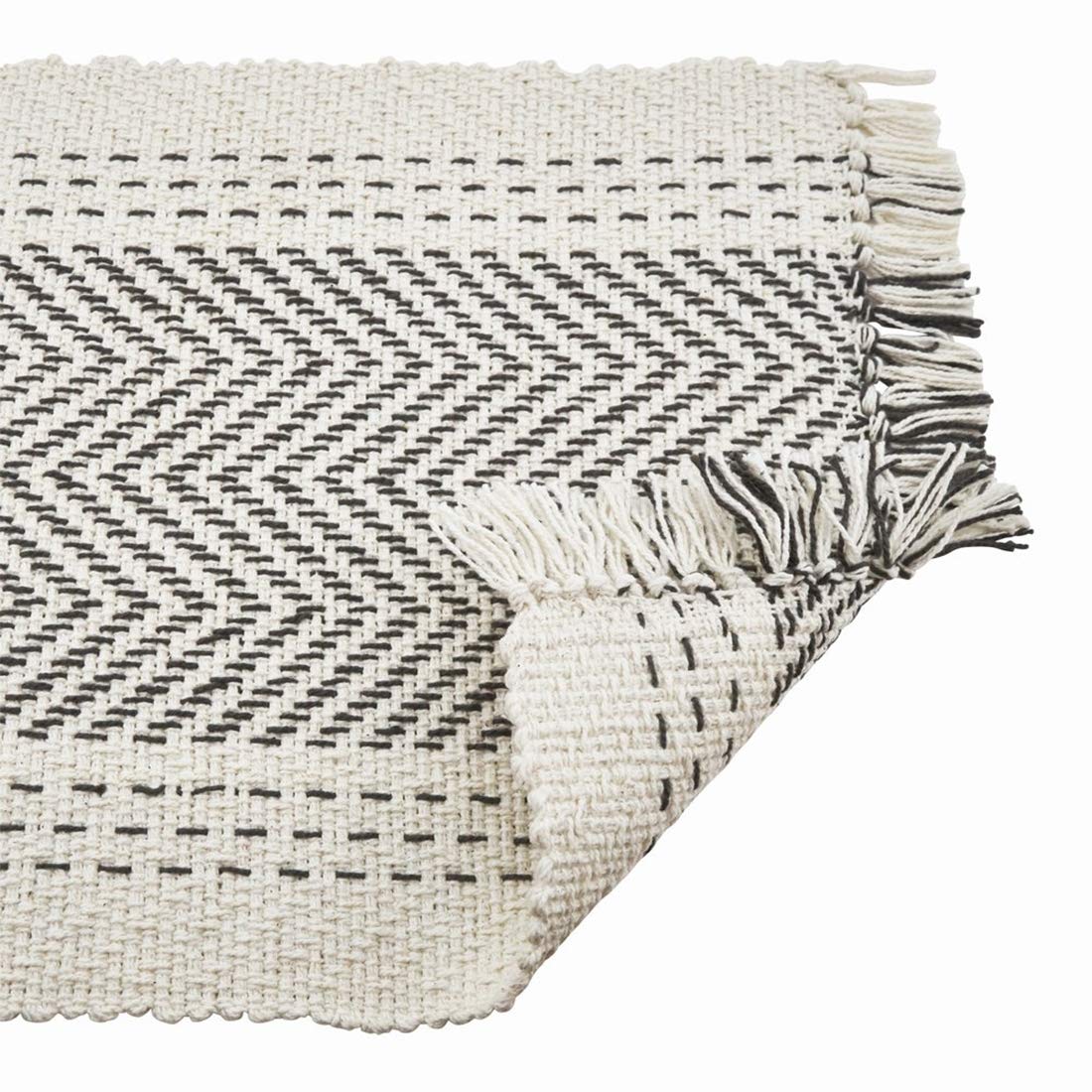 Modern Kantha Stitch Design 100% Cotton Table Runner - Grey Table Cover for Everyday Use, Dining Room Décor, Family Gathering and Special Occasion