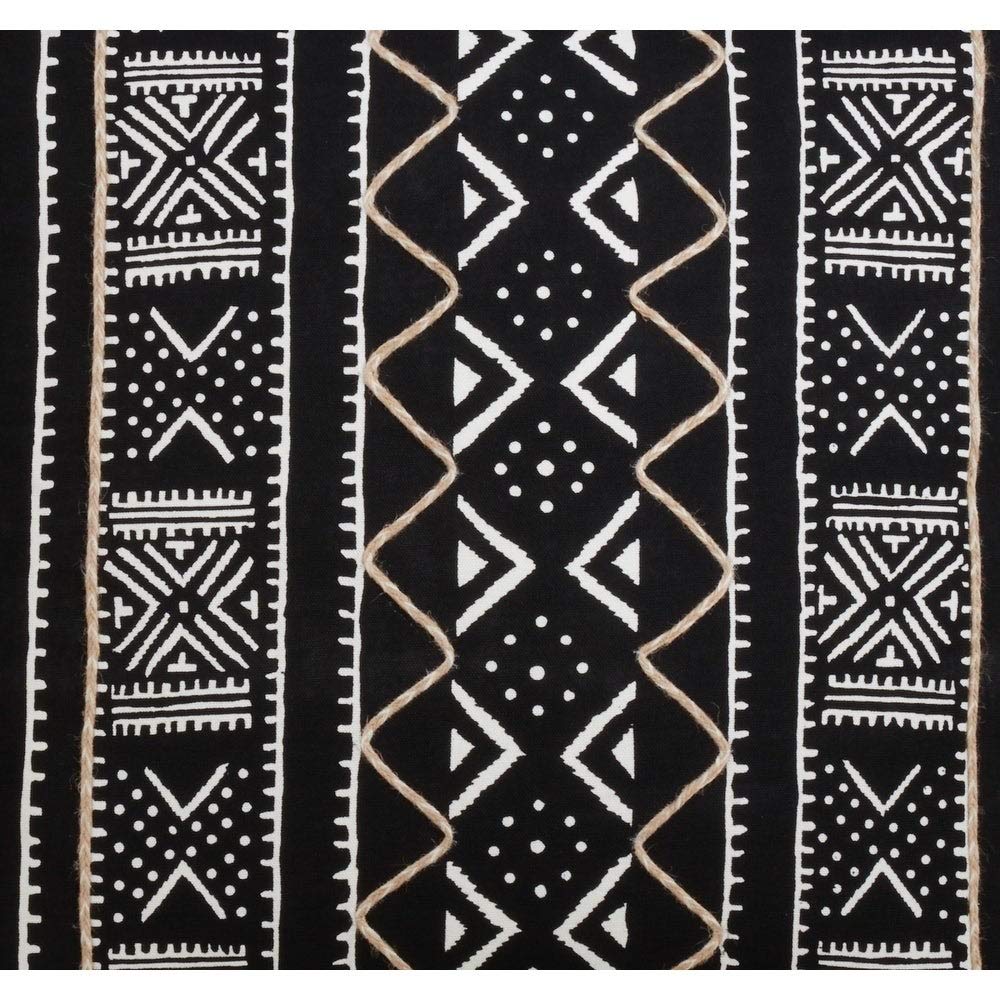 Fennco Styles Tribal Mud Cloth 100% Cotton Decorative Throw Pillow Cover & Insert 20 x 20 Inch - Black Geometric Pillow for Couch, Living Room and Bedroom Décor