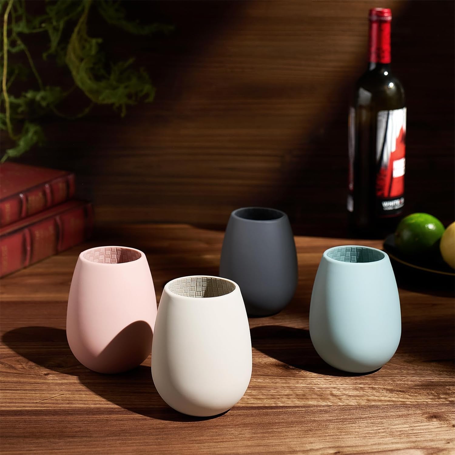 Unbreakable Silicone Stemless Wine Glassware Set Of 4 Reusable Shatterproof
