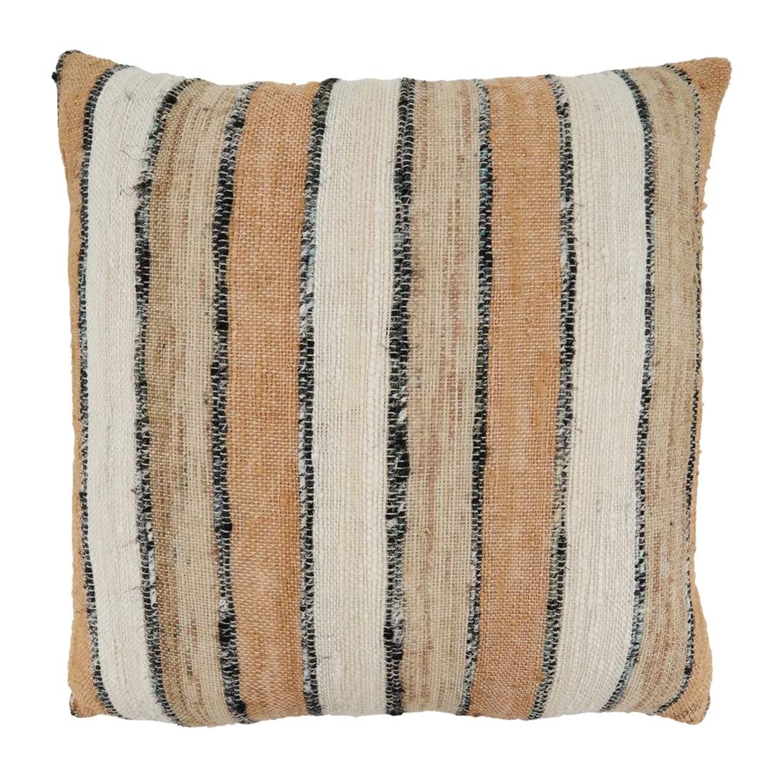 Woven Chindi Striped Fringe 100% Cotton Decorative Throw Pillow Cover 16 x 24 Inch - Blue Throw Pillow Case for Home, Couch, Living Room and Bedroom Décor