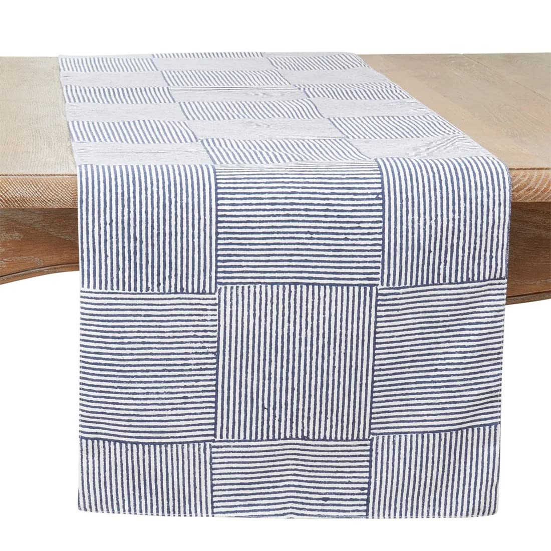 Fennco Styles Navy Blue Block Print Cotton Placemats 14" W X 20" L, Set of 4