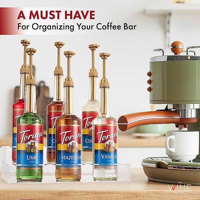 Acrylic Bottle Holder Coffee Syrup Rack Display Case 2 Tiered 6 Bottle Wine Bar Bottle Rack Clear Sh