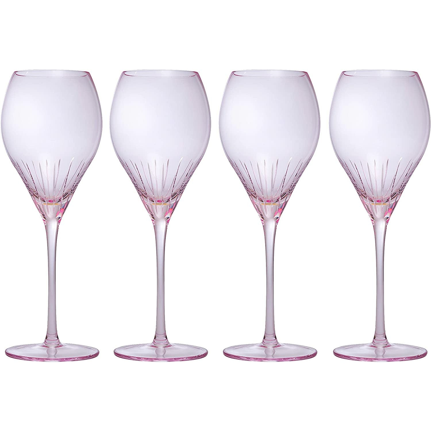 Paris Collection Crystal Pink Balloon Wine Glasses Red White Wines 14 Oz Set Of 4 By