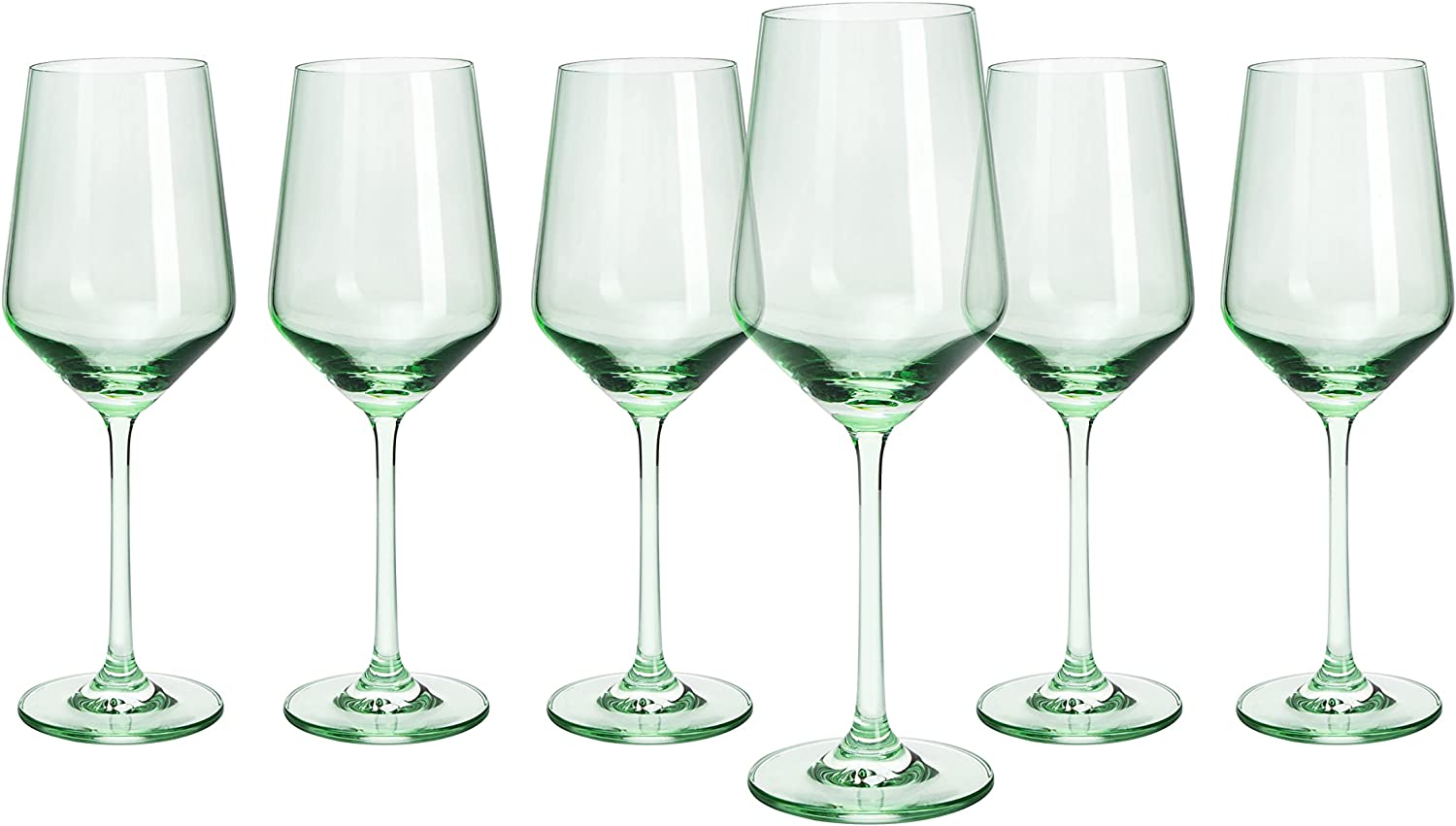 Set Of 6 Green Colored Wine Glasses 12 Oz Hand Blown Italian Style Crystal Bordeaux Wine Glasses Pre