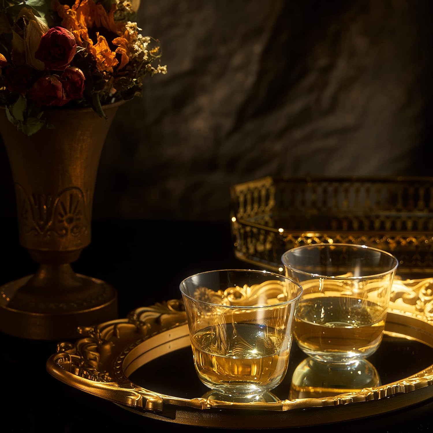 Vintage Crystal Lowball Tumbler Glasses Set Of 2 Clear Radiance Spirits Whiskey Old Fashioned Cockta
