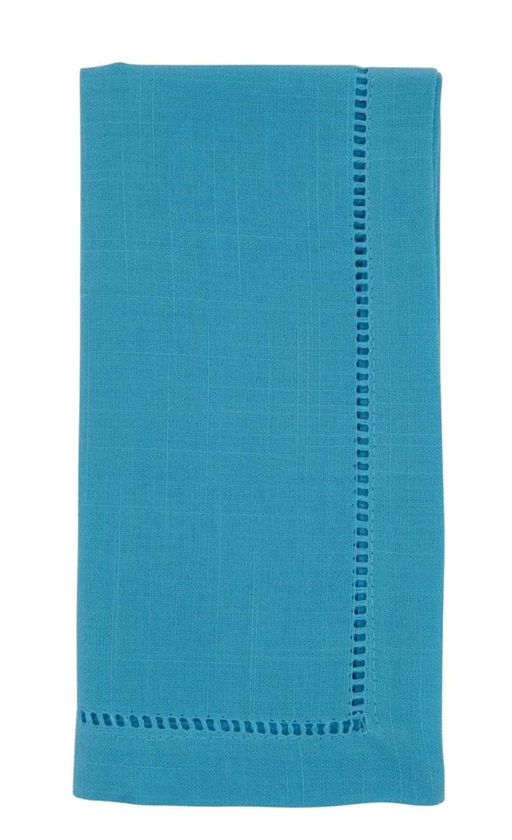 Fennco Styles Classic Hemstitch Design 20 Inch Square Table Dinner Cloth Napkins, Set of 4 – Turquoise Table Cover for Home Décor, Dining Table, Banquets, Holidays and Special Occasions