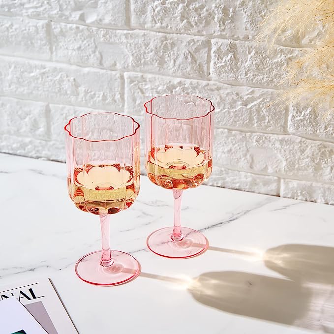 Flower Vintage Wine Glassware Set Of 2 13 Oz Colorful Cocktail Martini Champagne Glasses Prosecco Mi