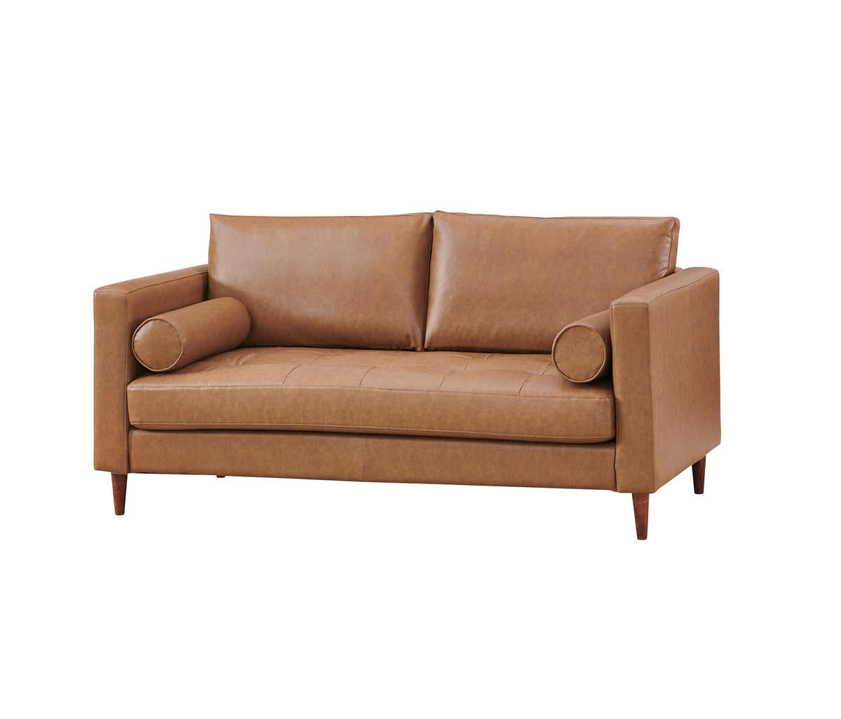 Alessandra Modern Contemporary Eco Leather Love Seat - Light Brown