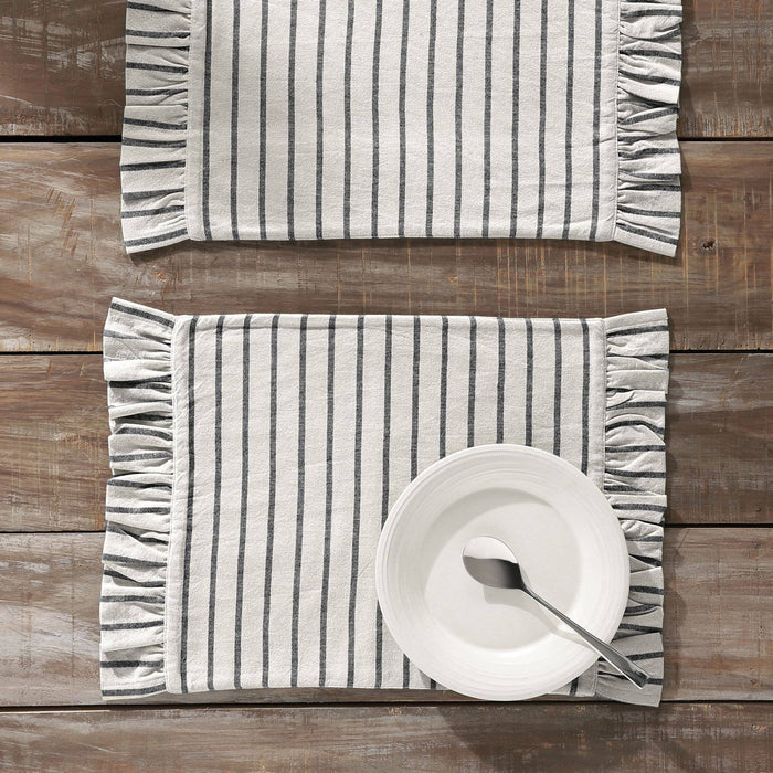 Kaila Ticking Stripe Ruffled Placemat Set of 2