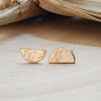 Half Circle Stud Earrings - Hypoallergenic, Waterproof