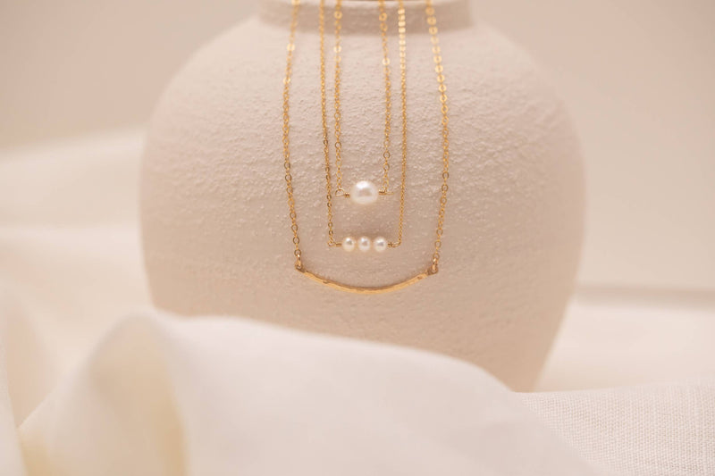 Gold Filled Pearl Bar Necklace