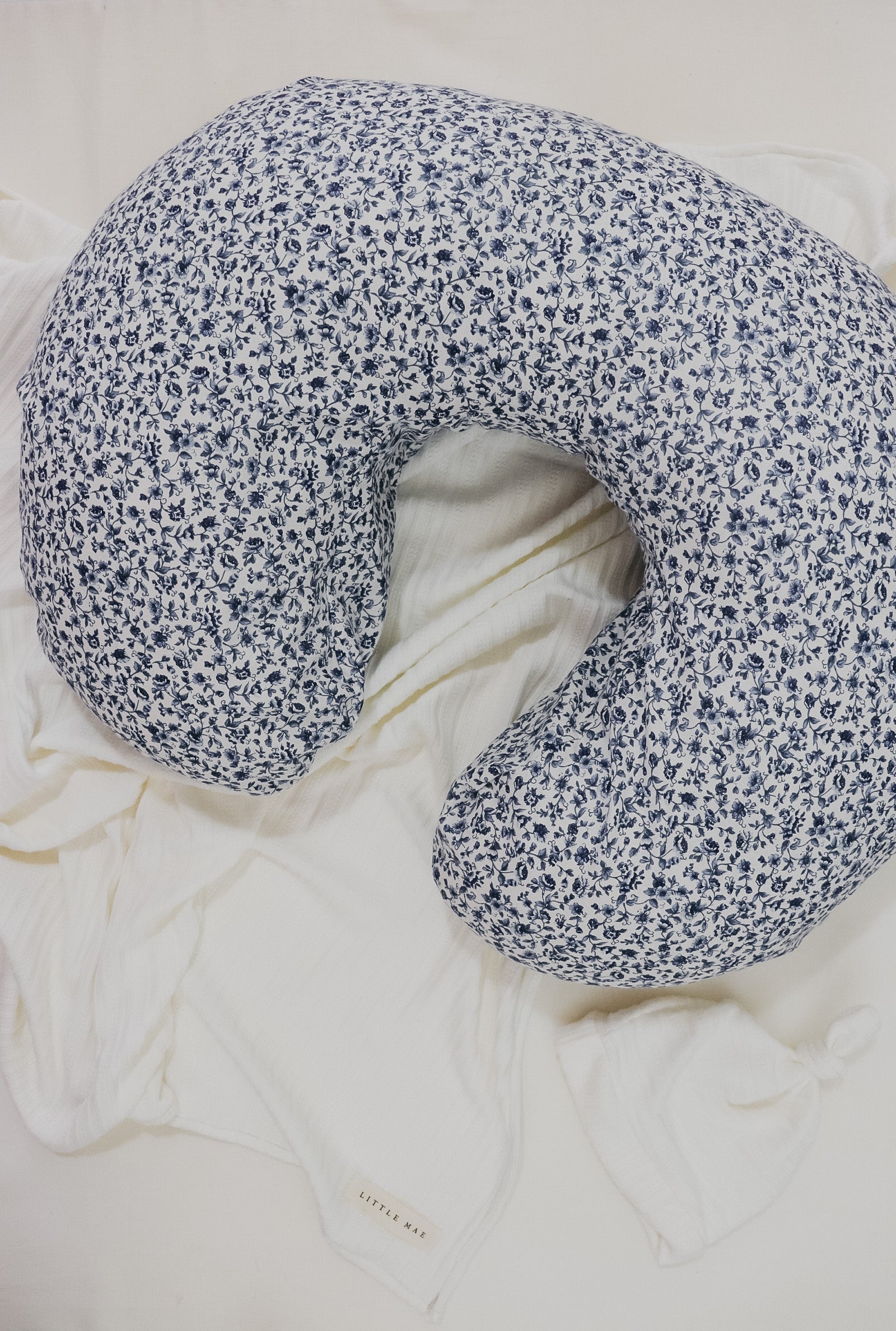 Blue Floral Nursing Pillow Cover