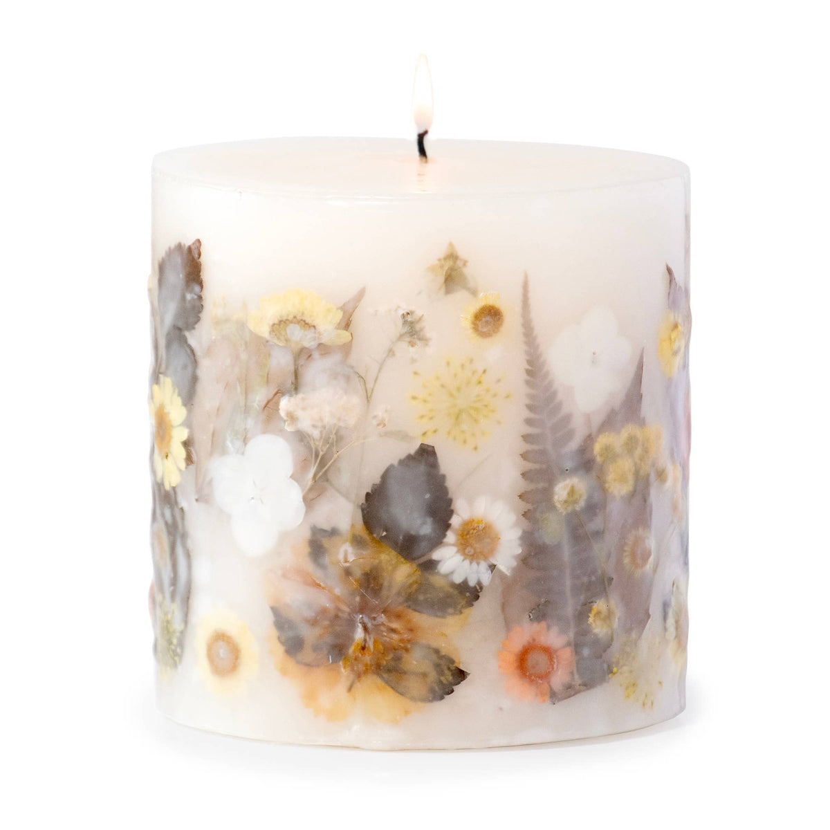 Sunlit Daisy Pressed Flower Pillar Candle