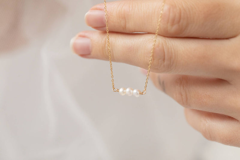 Gold Filled Pearl Bar Necklace