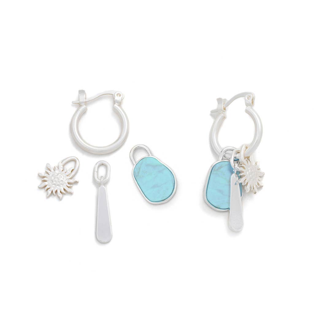 Interchangeable Charm Earring - Turquoise/Sky/Silver