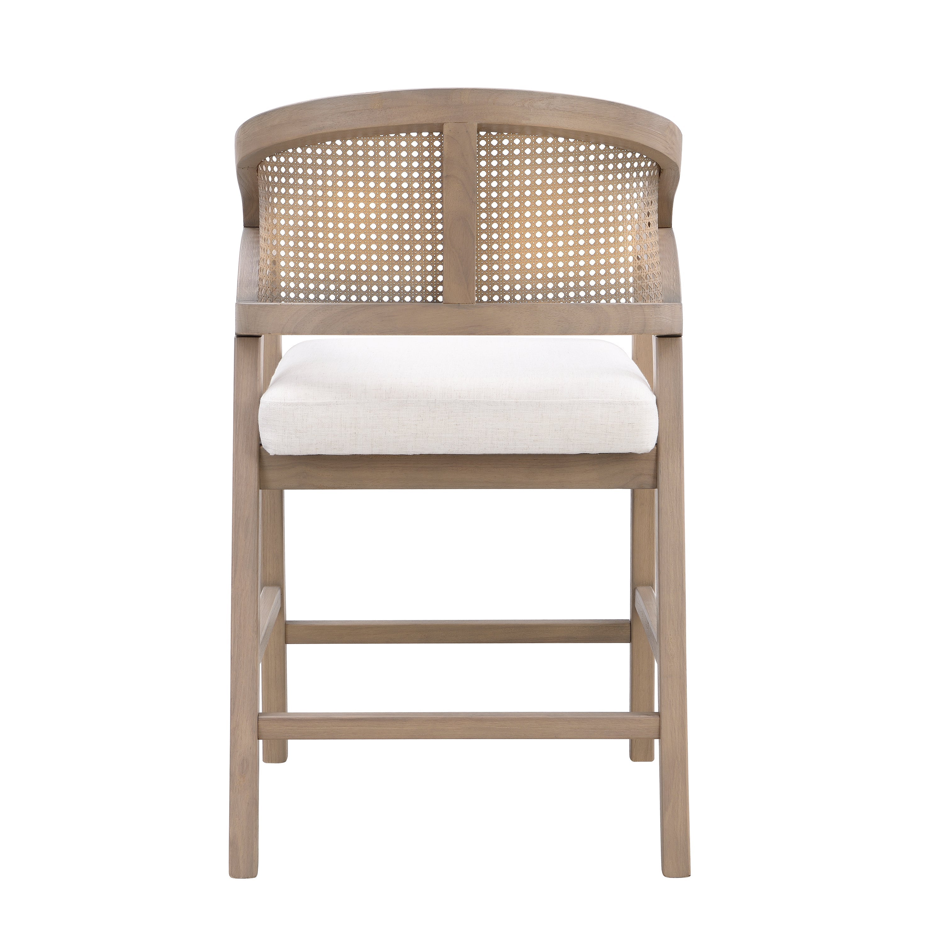 Wooden Frame Counter Stool with Rattan Back - Set of 2