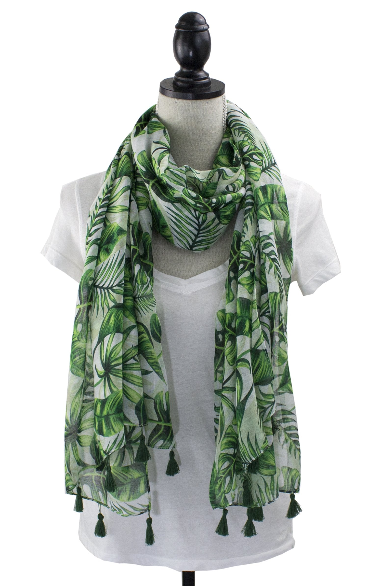 stylesilove Women Cozy Tassels Oblong Cotton Scarf Lightweight Shawls Wrap