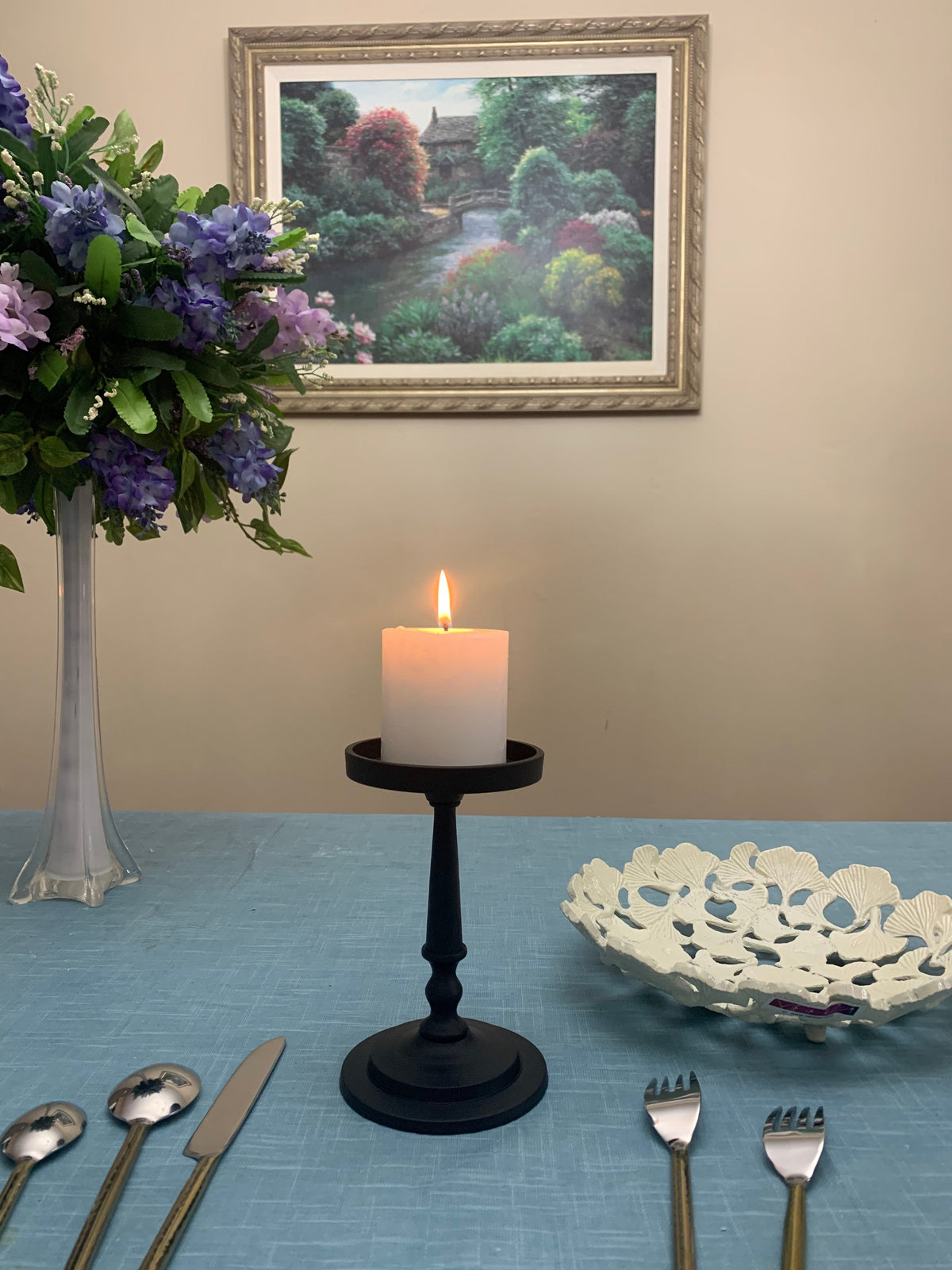 Vibhsa Pillar Candle Holder | Matte Black, 7"H, Fits 3.5" Candles