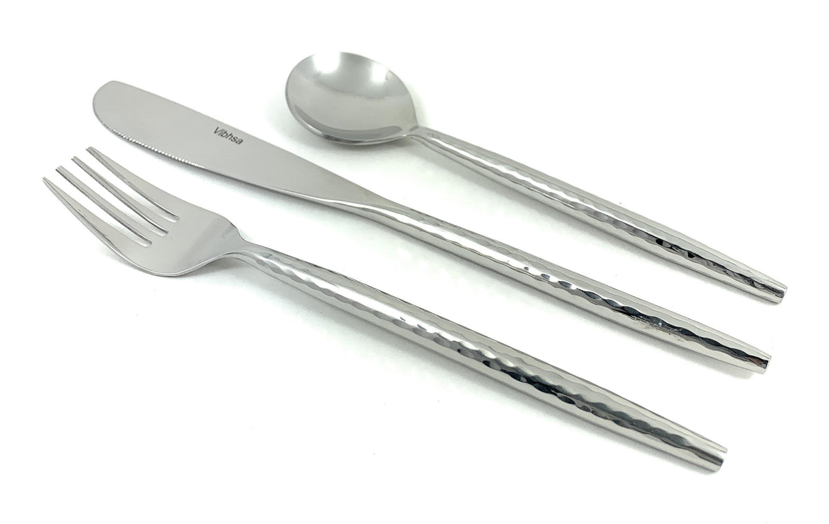 Vibhsa Hammered Stainless Steel Flatware 18-Piece Set