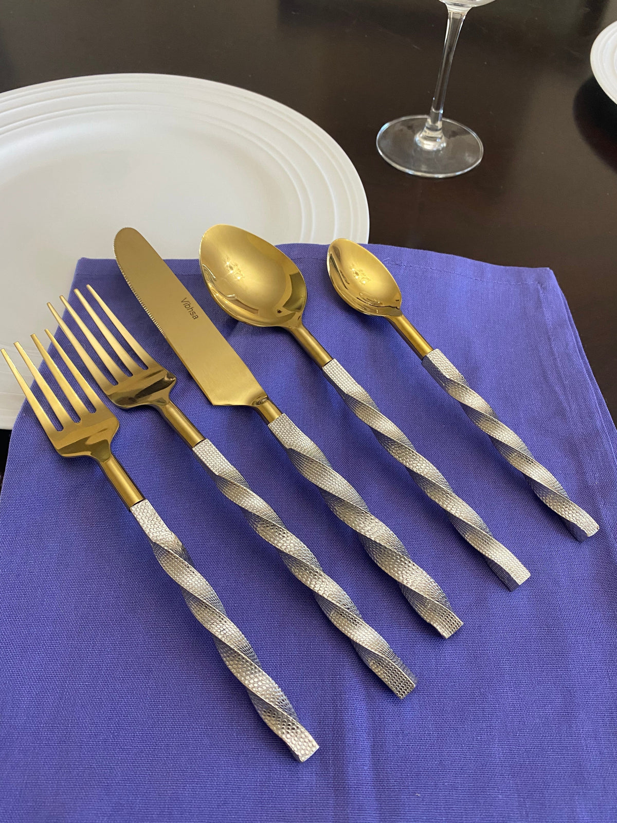 Vibhsa Gold Stainless Steel Flatware Set of 20 PC
