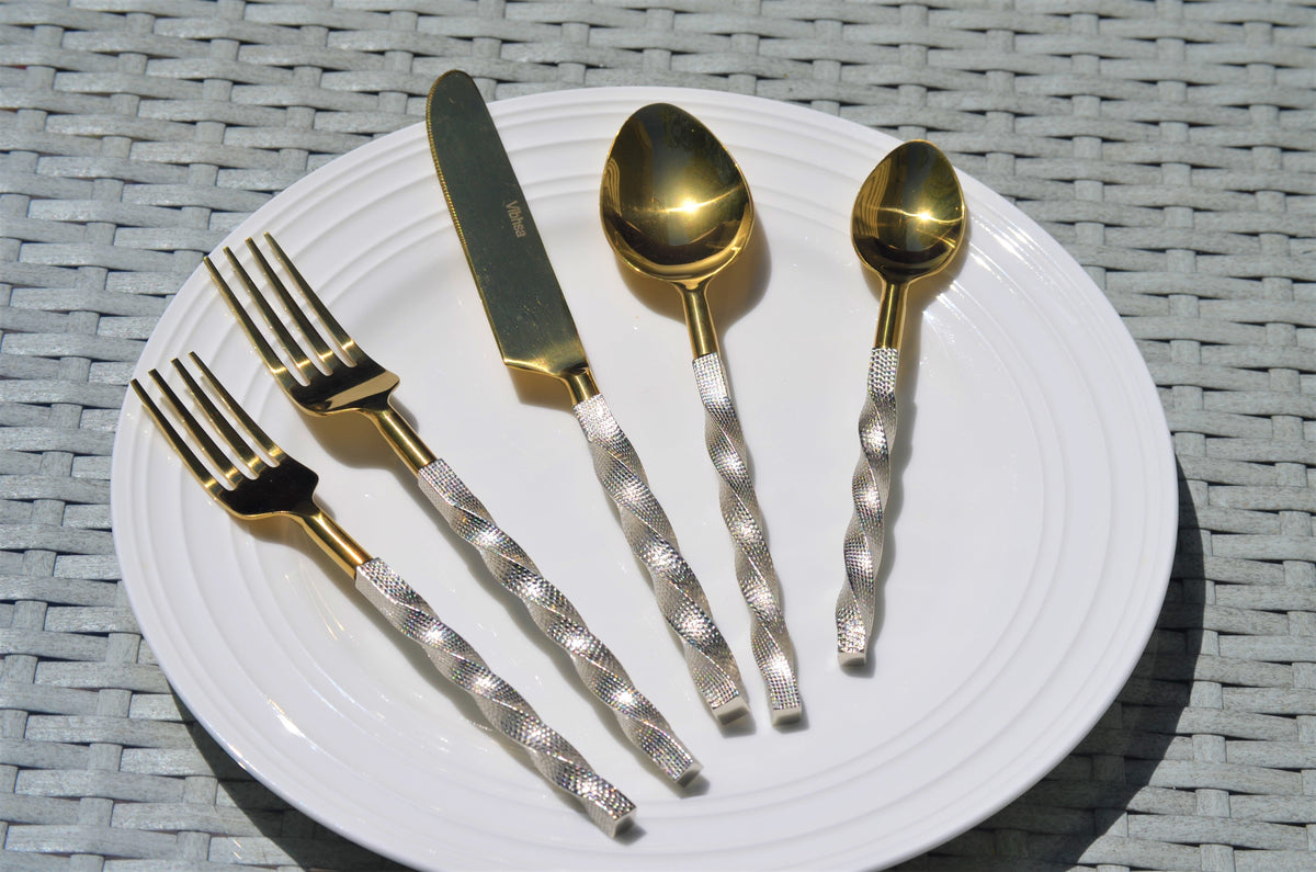 Vibhsa Gold Stainless Steel Flatware Set of 20 PC