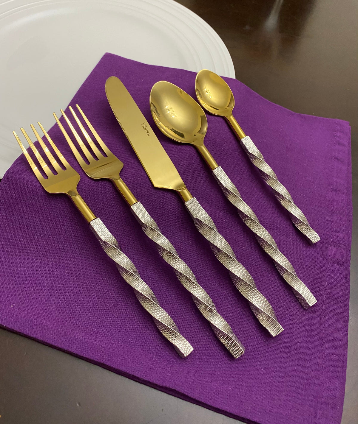 Vibhsa Gold Stainless Steel Flatware Set of 20 PC