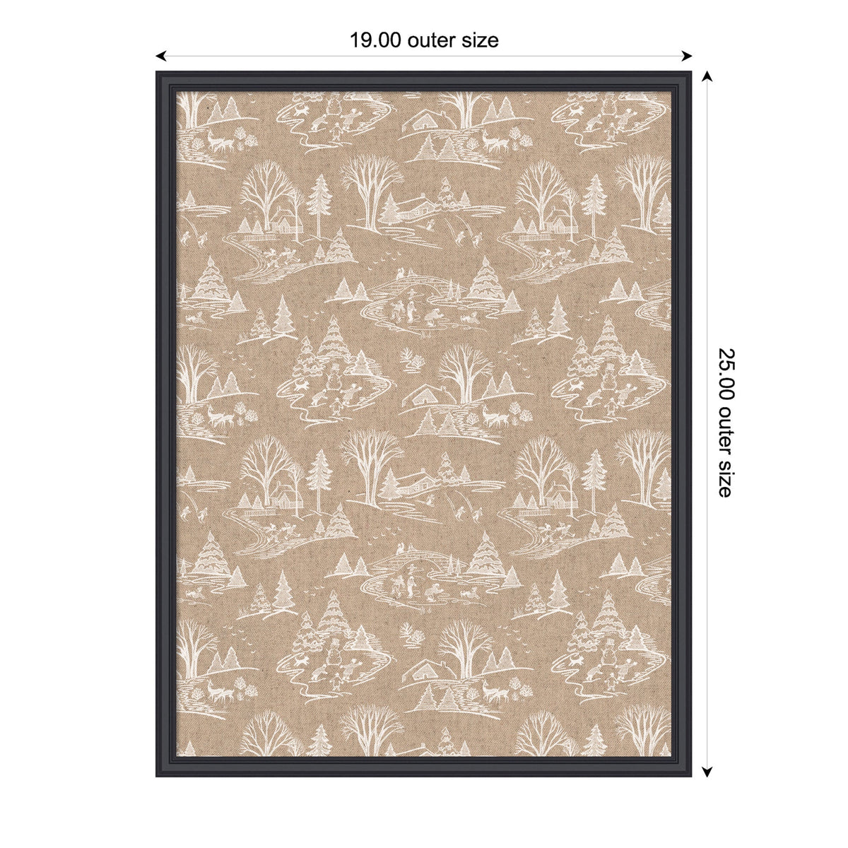 Kate and Laurel Framed Fabric Pinboard Wonderland White Toile