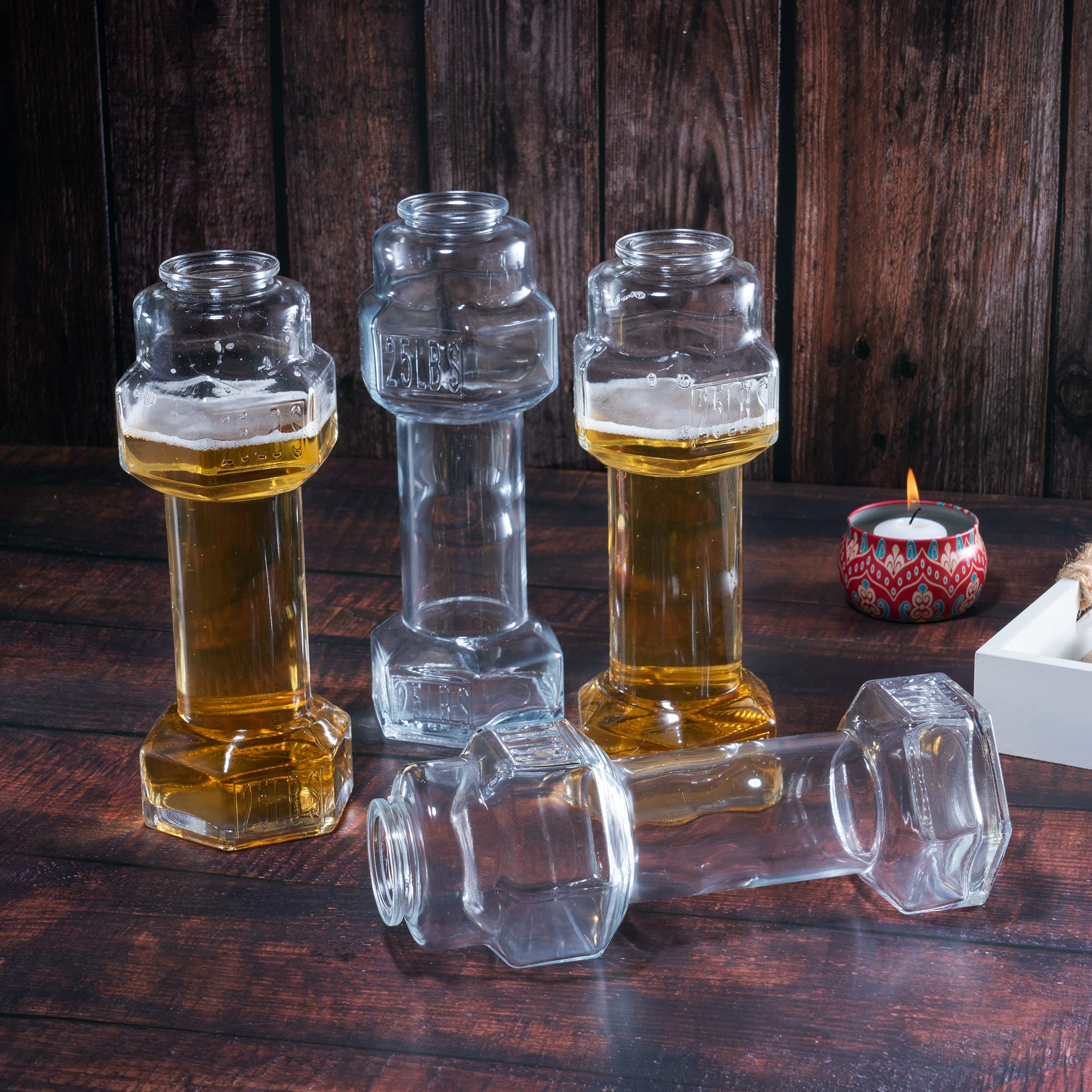 2 Set Dumbbell Beer Whiskey Glasses Giant Lifting Beers 26OZ Glass Large Weightlifti
