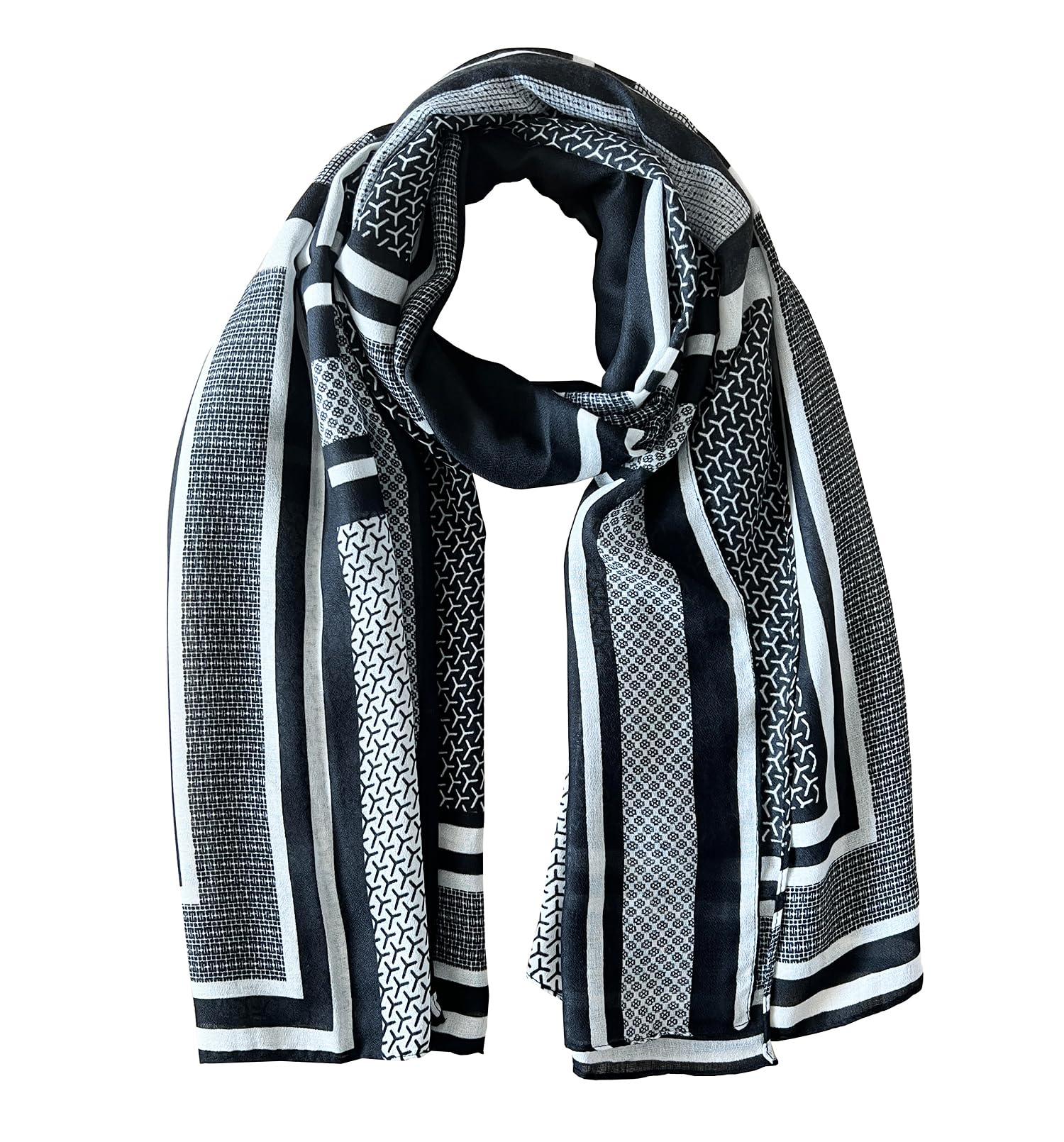 stylesilove Women Stripe Geometric Printed Lightweight Fashion Scarf Large Shawl Scarves Neck Wraps for All Season, 7 Colors