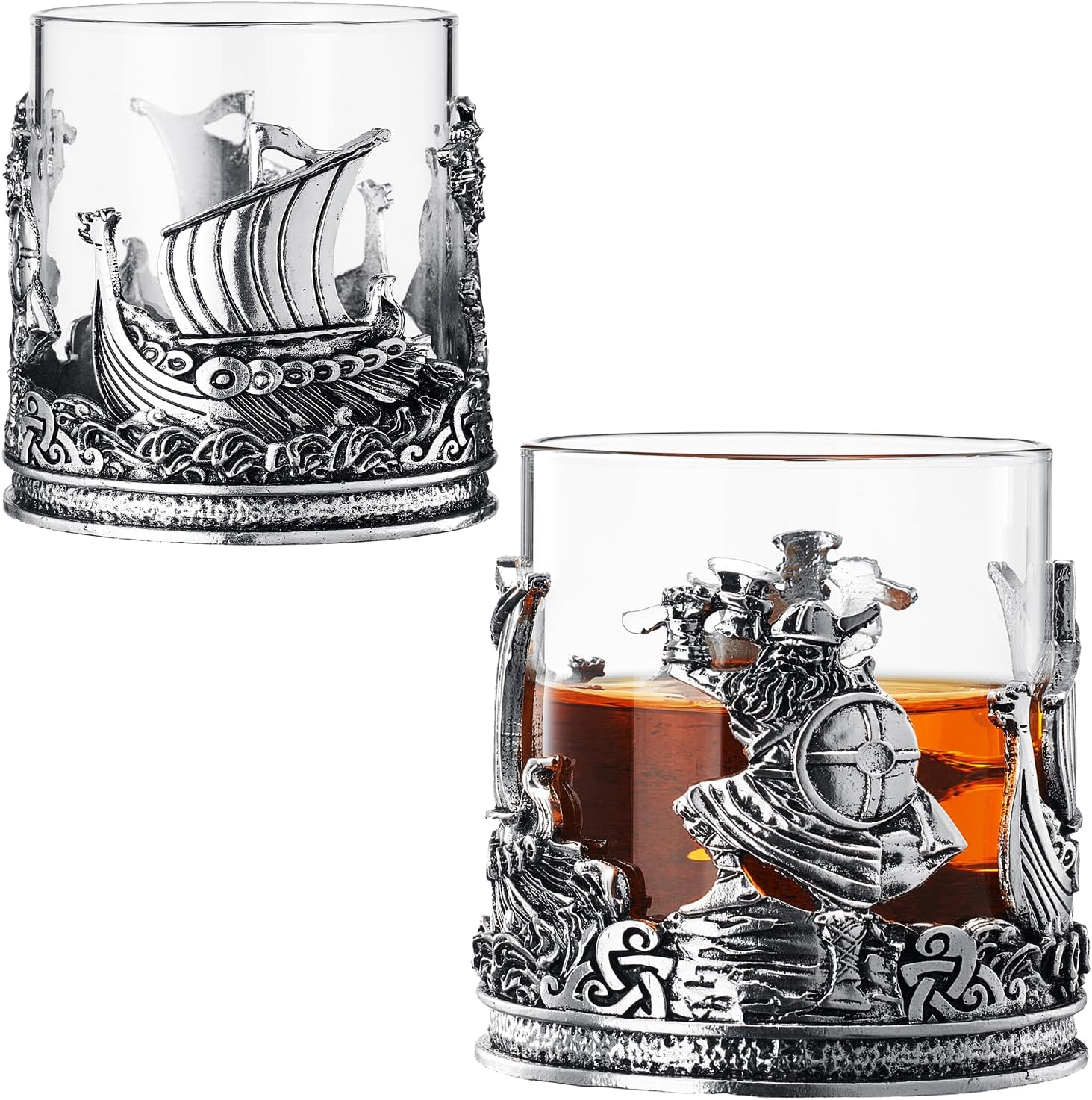Viking Mythological Pewter Whiskey Wine Beer Water Drinking Glass 12OZ Single Water Rum Brandy Scotc