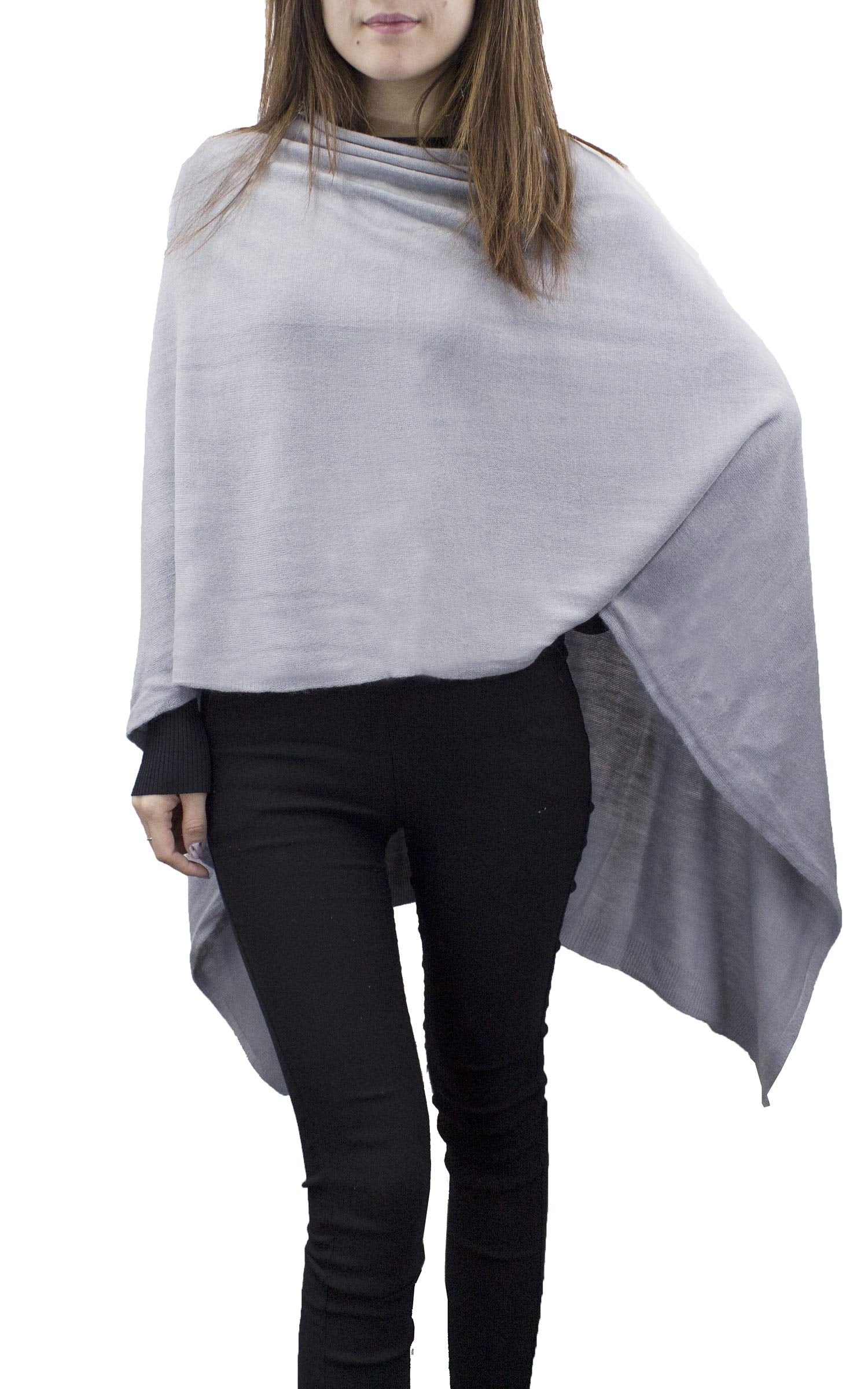 stylesilove Women Ultra Soft Knit Poncho Sweater Pullover Cardigan Lightweight Wrap Topper for All Season