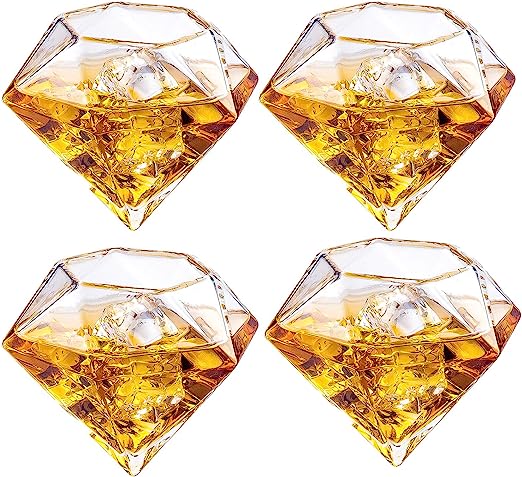 Set Of 4 Diamond Whiskey Wine Glasses 10OZ Wine Whiskey Water Diamond Shaped Diamonds Collection Spa