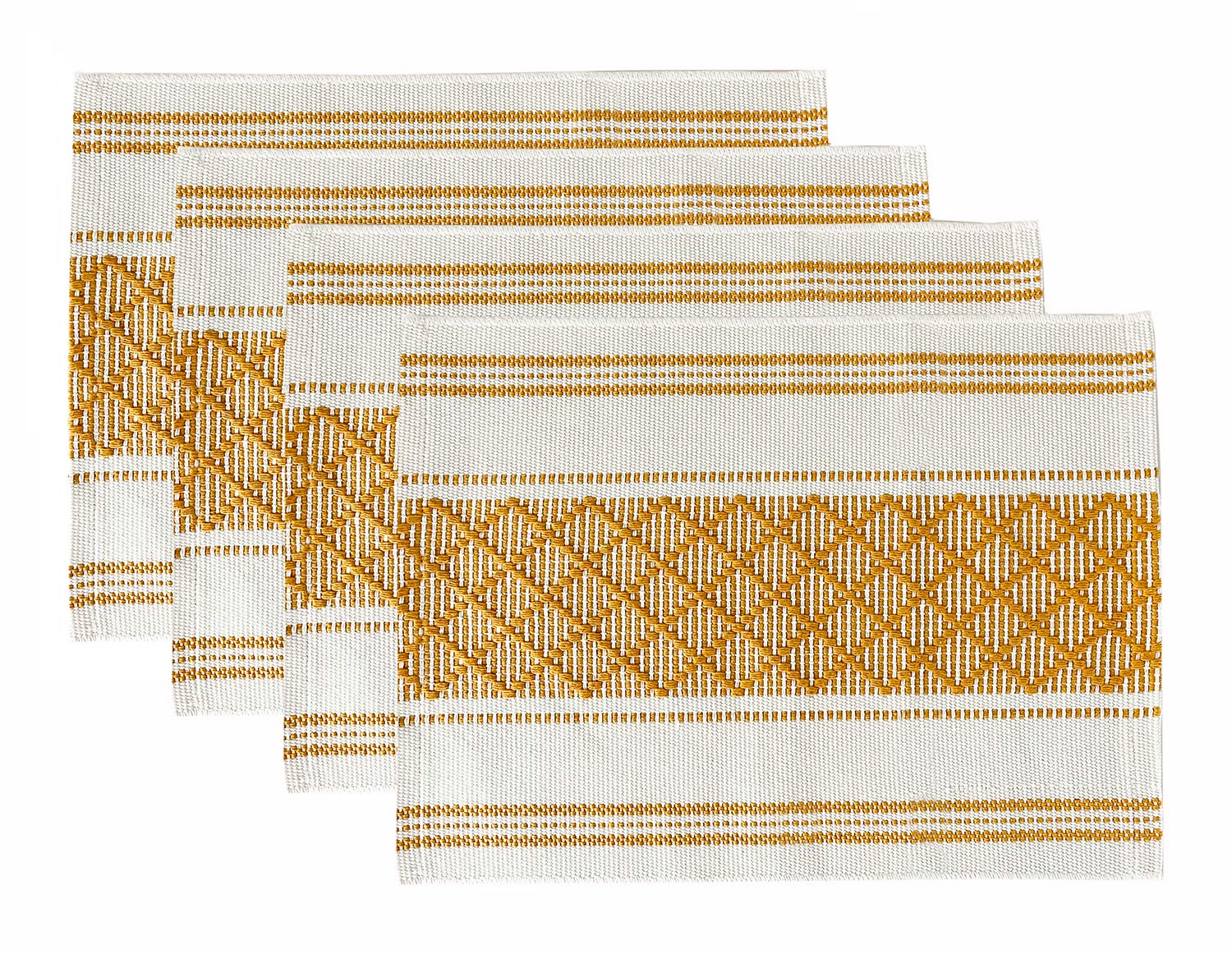 Fennco Styles Diamond Stitch Design Cotton Blend Placemats 14" W x 19" L, Set of 4 - Black Geometric Woven Table Mats for Boho Décor, Home, Dining Table, Banquets, Family Gatherings, Special Occasion