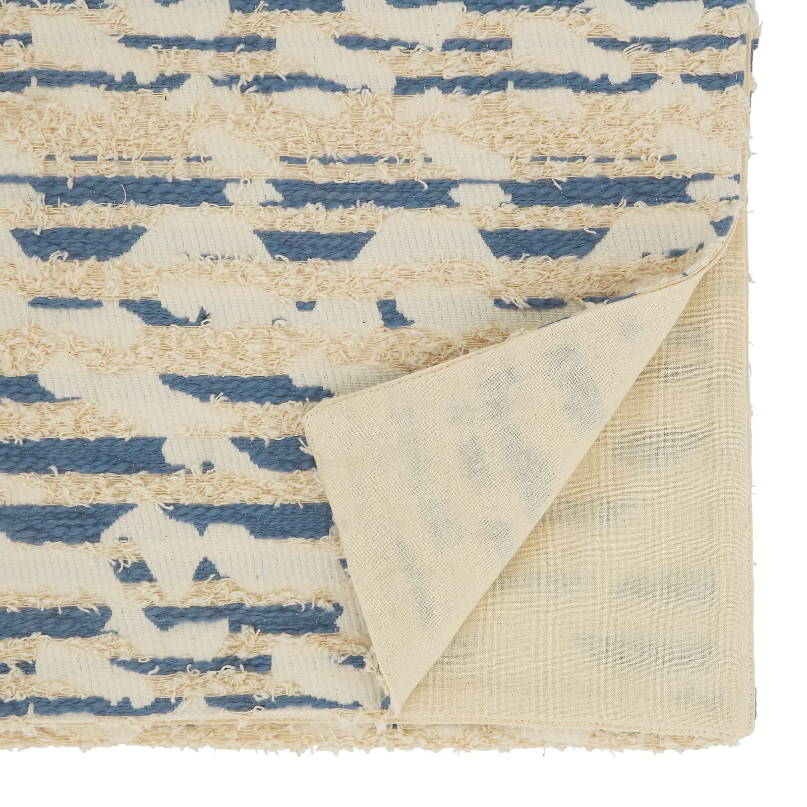 Fennco Styles Modern Textured Cotton Table Runner 16" W x 72" L - Blue Woven Table Cover for Boho Décor, Dining Table, Banquets, Family Gathering and Special Events