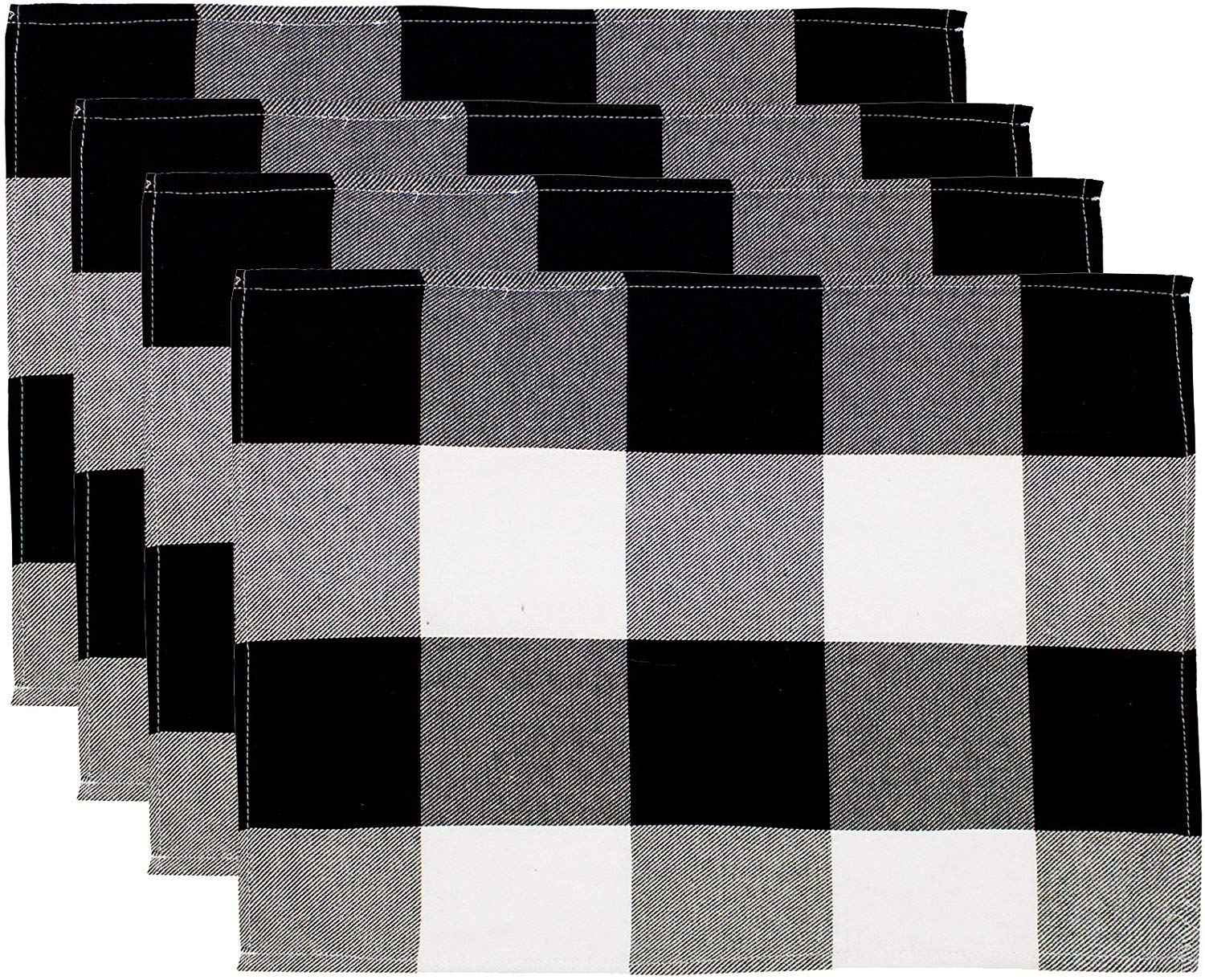 Fennco Styles Rustic Buffalo Check Holiday Plaid Cotton Placemats 14" x 20", Set of 4