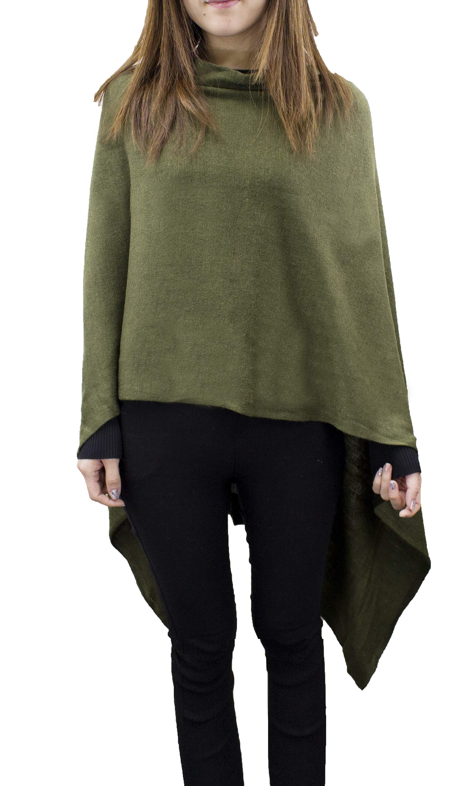 stylesilove Women Ultra Soft Knit Poncho Sweater Pullover Cardigan Lightweight Wrap Topper for All Season