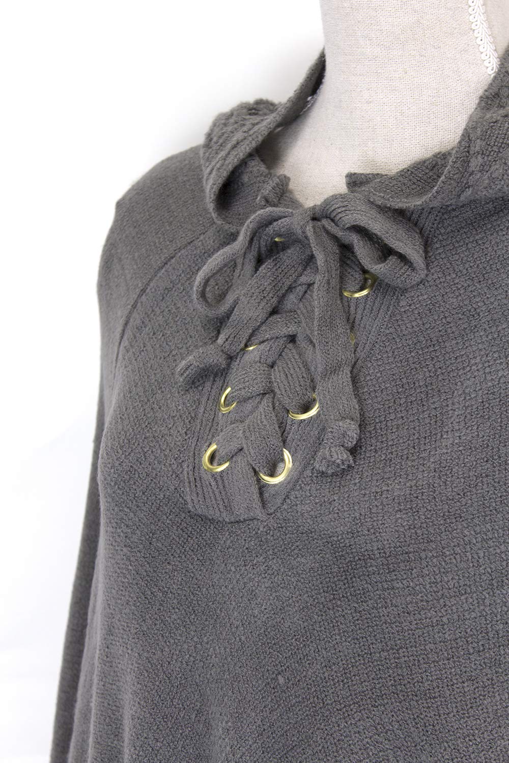Styles I Love Women Fringed Lace Up Hooded Poncho Pullover Cardigan Soft Wrap for Winter Season