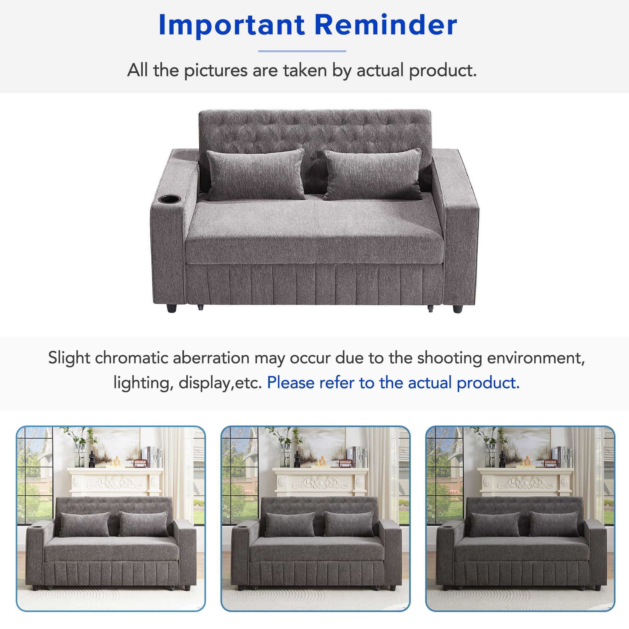 Pull-Out Sofa Bed Convertible Couch With Adjustable Backrest For Living Room