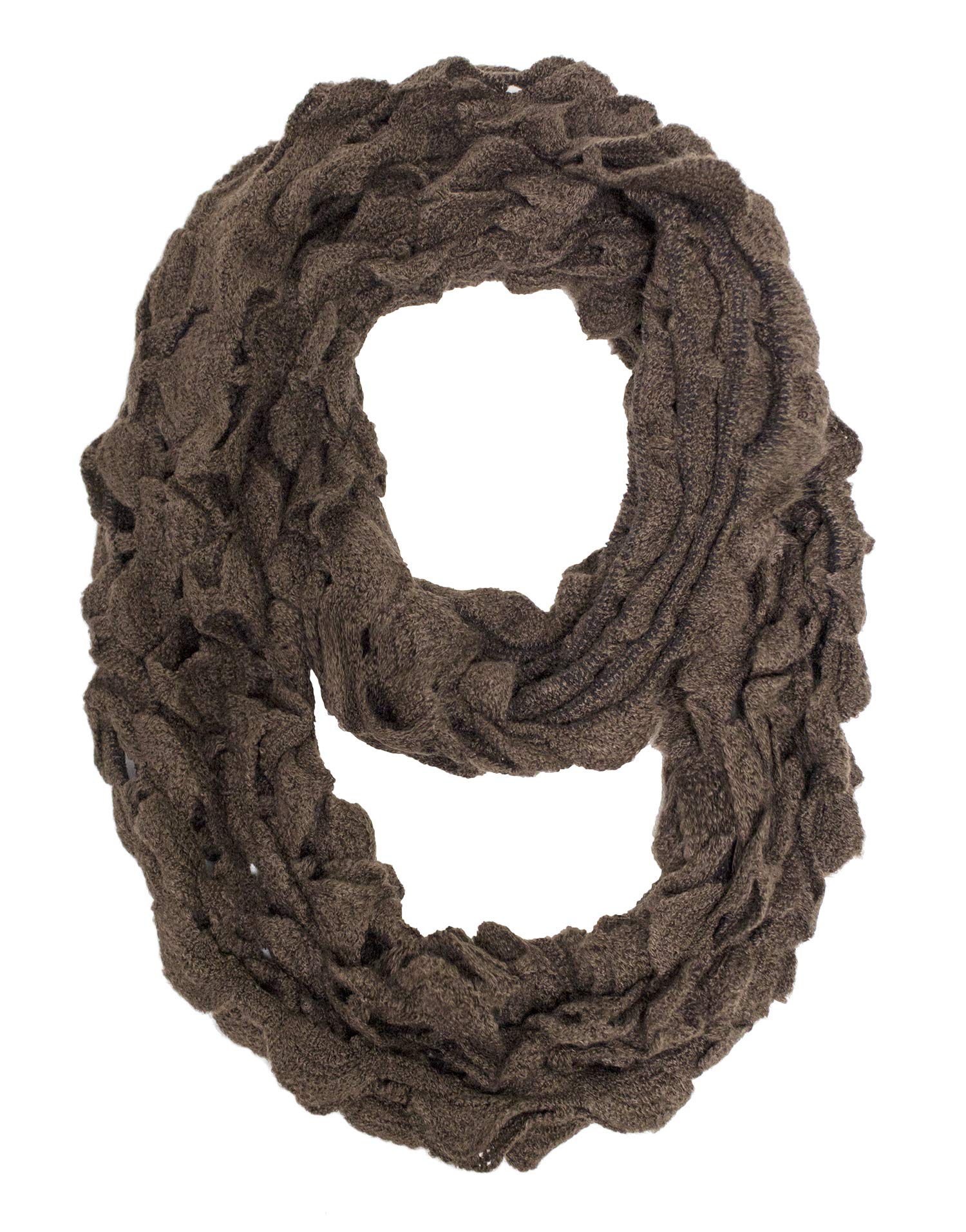 stylesilove Women Girls Chic Ruffle Knit Infinity Circle Loop Scarf Versatile Winter Autumn Fashion Neck Warmer