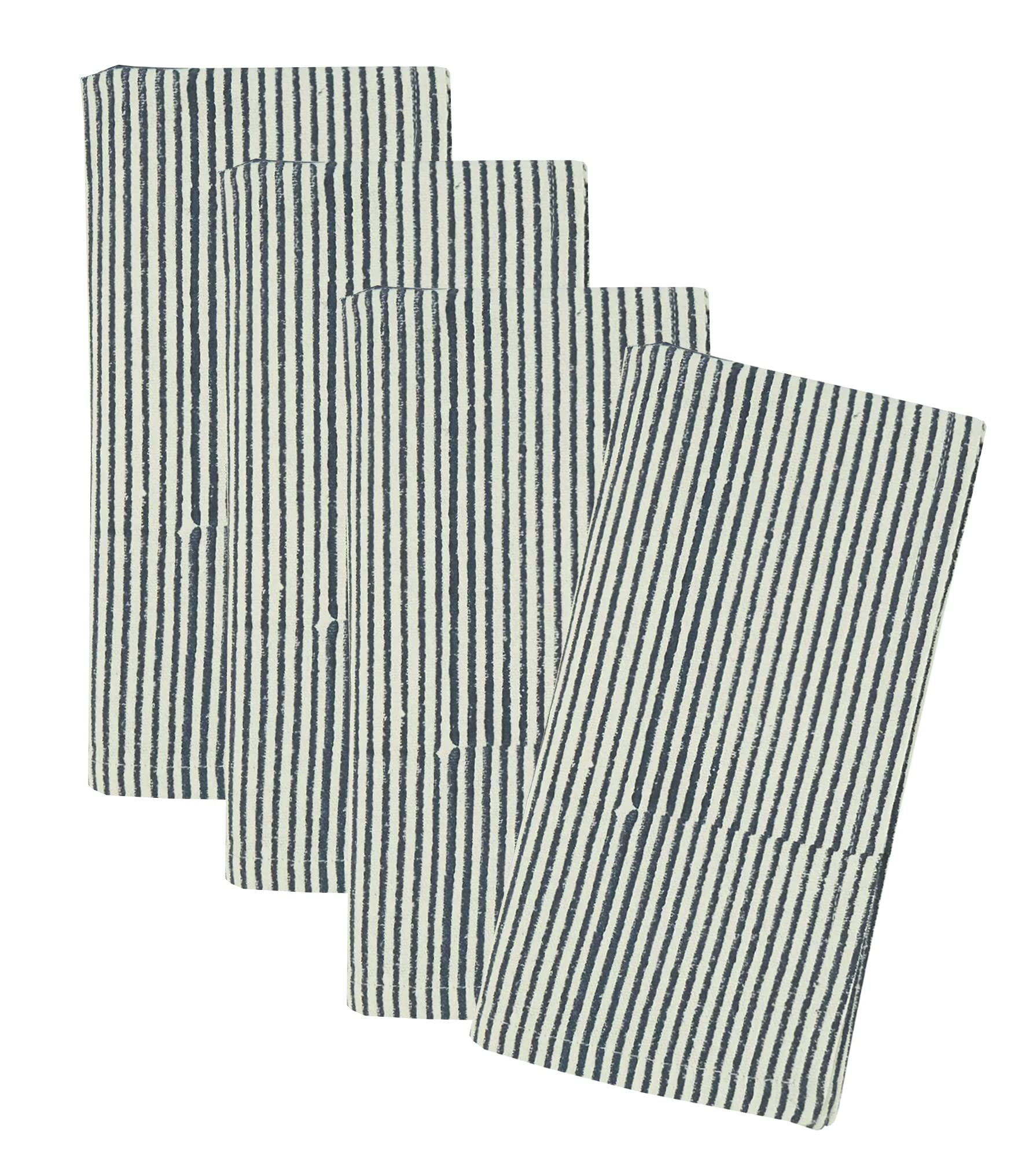 Fennco Styles Navy Blue Block Print Cotton Placemats 14" W X 20" L, Set of 4