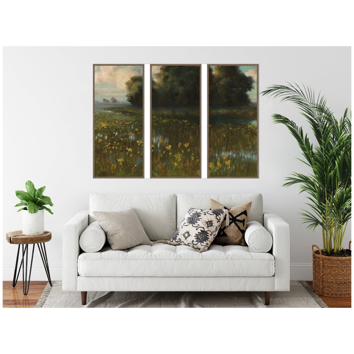 Cowslips in a Meadow Marshes 1899 Dabrowa Dabrowski 3 Piece Framed Canvas Wall Art Set by Nostalgia Prints