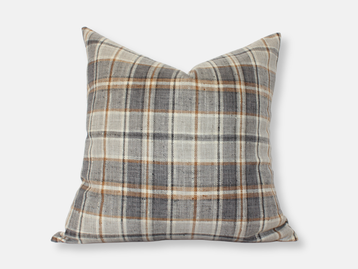 Brown Plaid Throw Pillow Cover