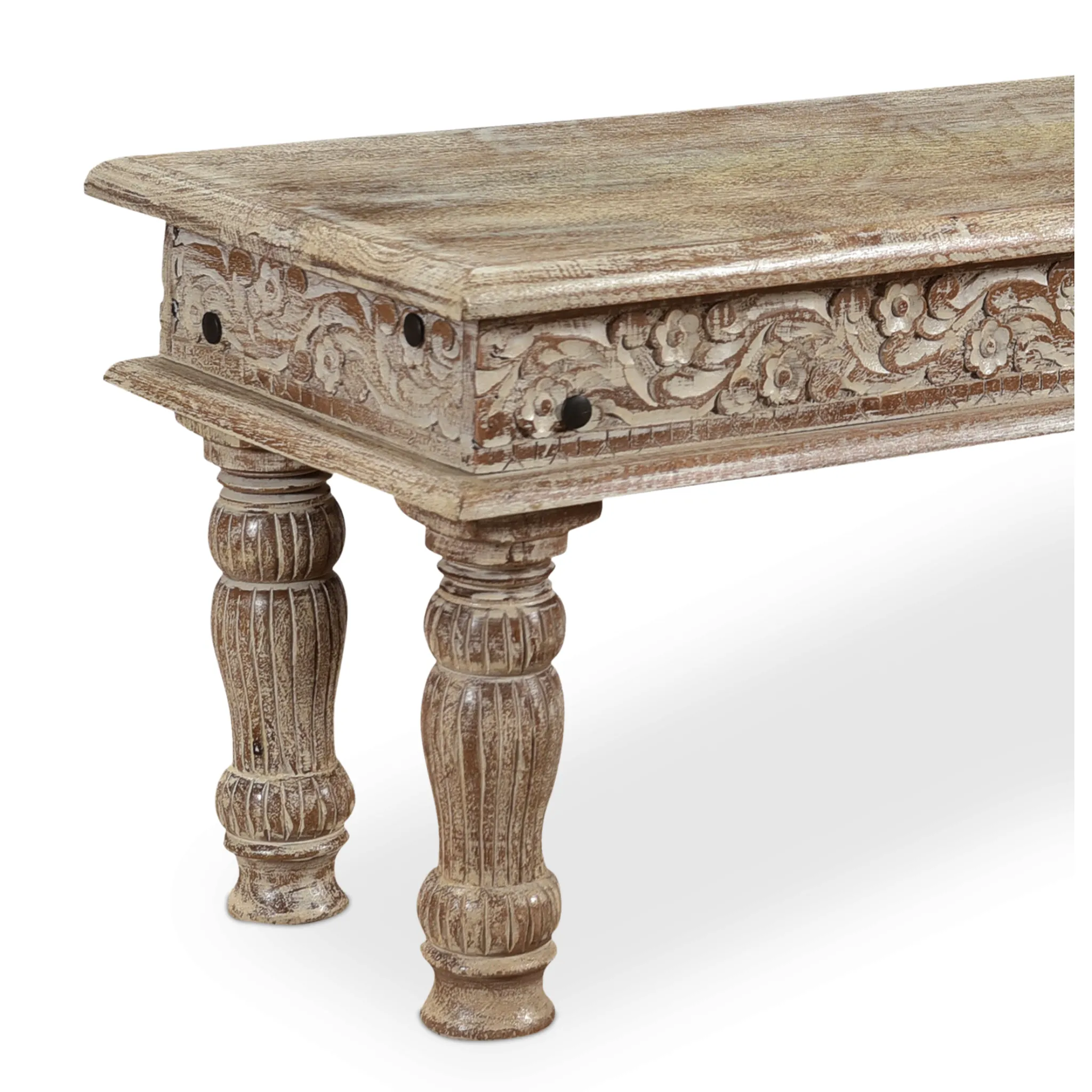 Driftwood Carved Bench -  71"