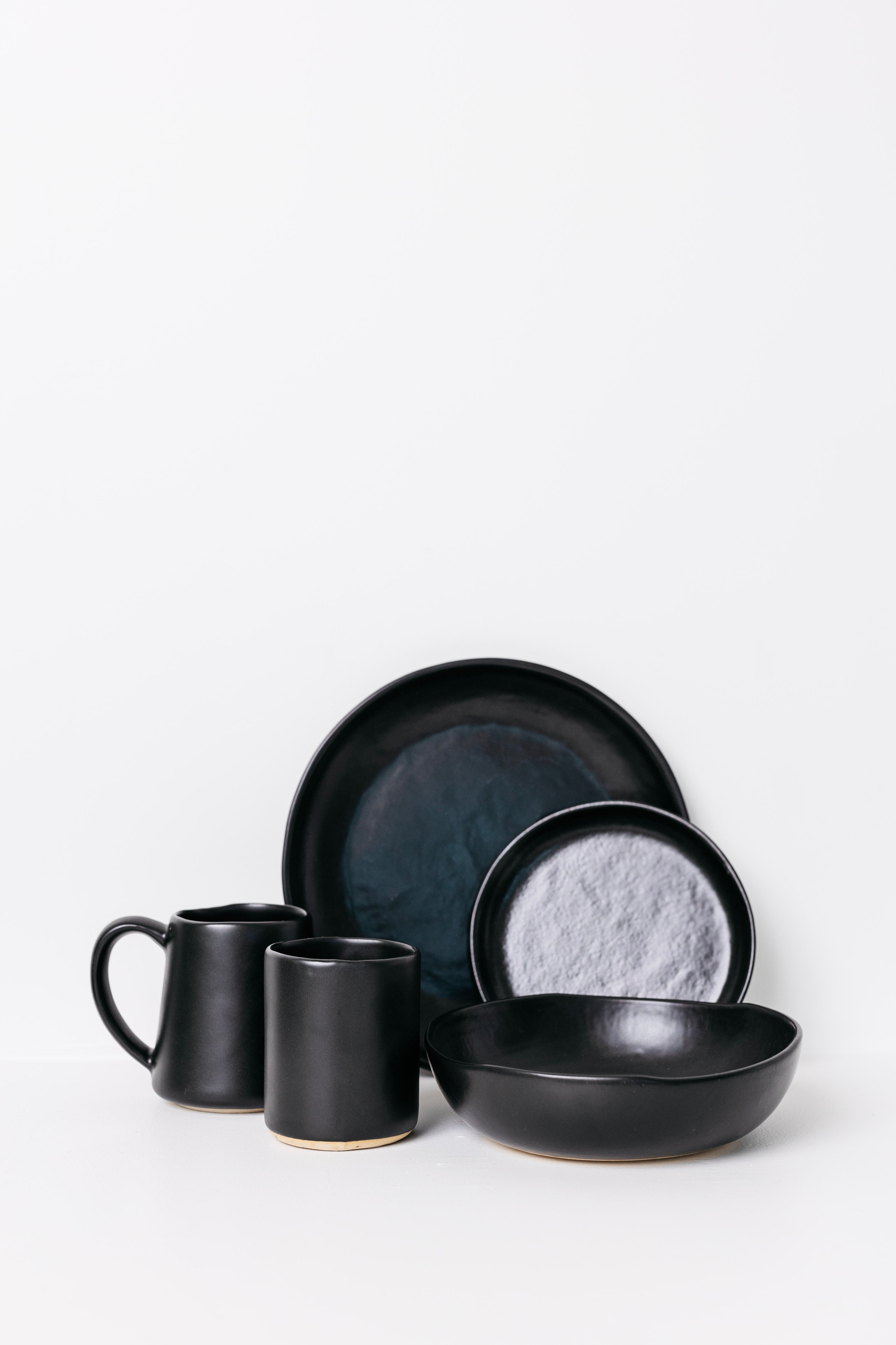 Dean Stoneware Coffee Mug - Matte Black - Set of 4