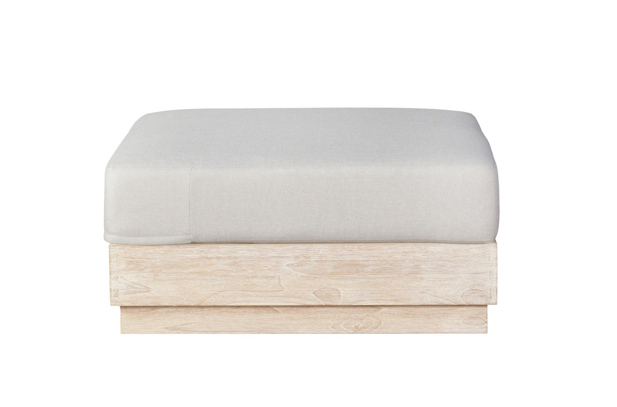 Imperial Grove Outdoor Solid Teak Wood, Natural Look Ottoman Upholstered Cushion