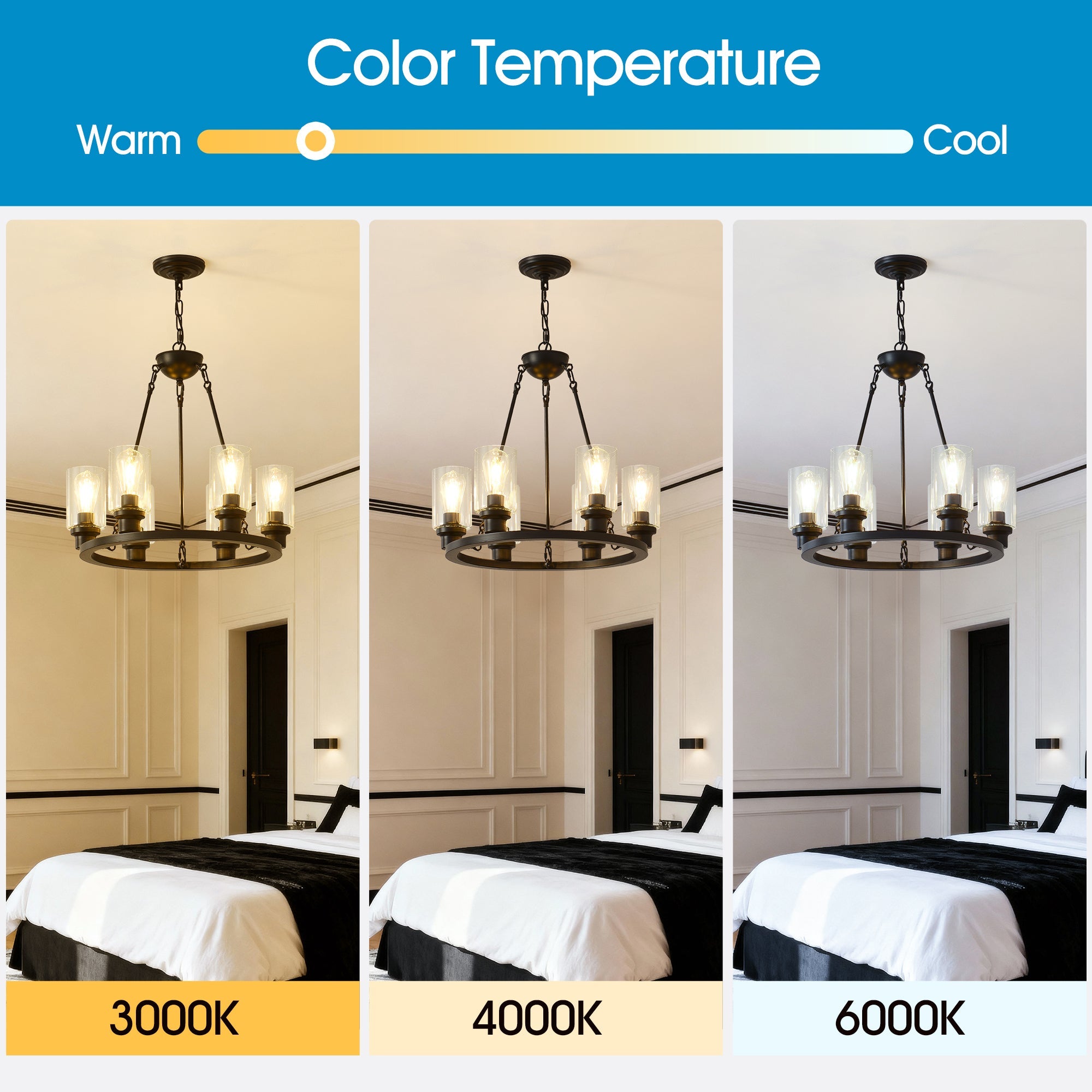 6-Light Black Wagon Wheel Chandelier
