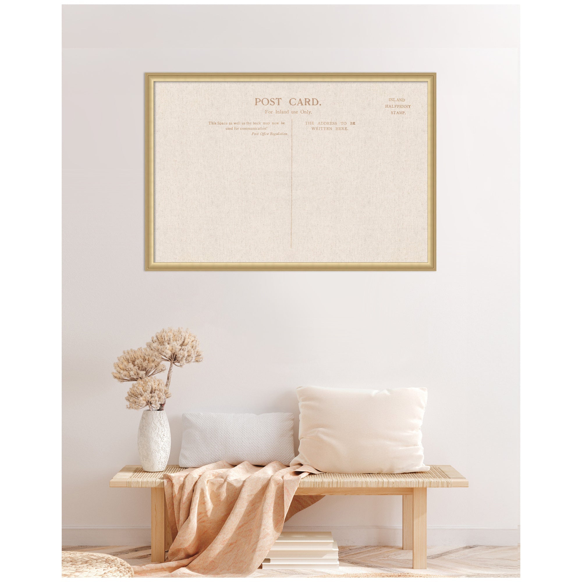 Framed Fabric Pinboard Linen Vintage Post Card Wall Organization